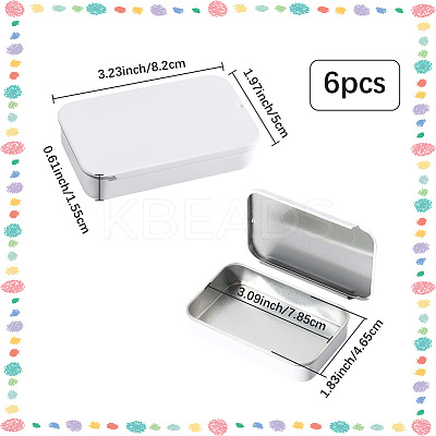 6Pcs Slide Top Tinplate Trinket Storage Boxes CON-SP0001-23C-1