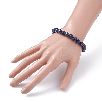 8.5mm Round Dyed Natural Tiger Eye Beads Stretch Bracelet for Girl Women BJEW-JB07152-01-1