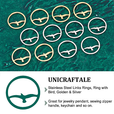 12Pcs 2 Clors 201 Stainless Steel Links Rings STAS-UN0041-28-1