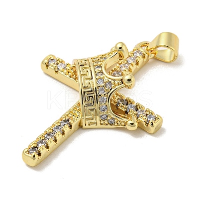 Rack Plating Brass Micro Pave Cubic Zirconia Pendants KK-F869-10G-1