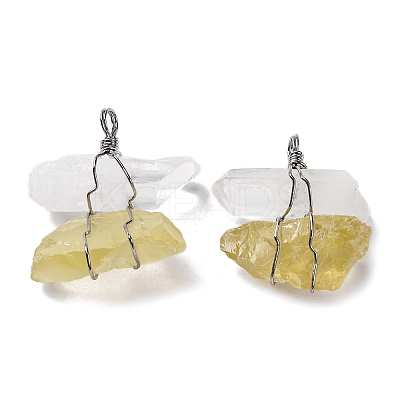 Natural Quartz Crystal & Lemon Quartz Nuggets Big Pendants G-K338-43P-06-1