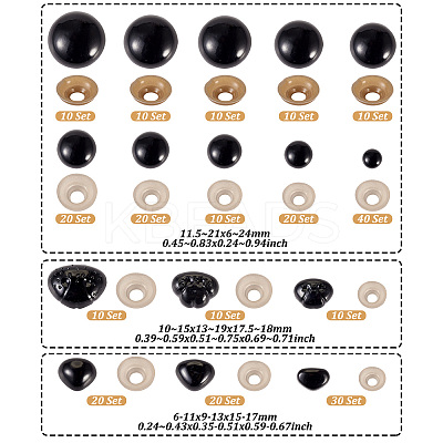 260Pcs 16 Style Resin Doll Eyes & Nose FIND-TA0003-82-1