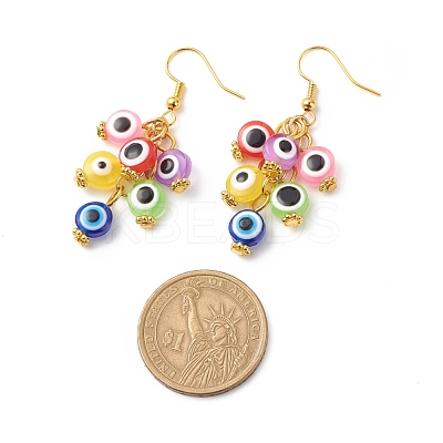 Resin Evil Eye Cluster Dangle Earrings EJEW-JE05010-1