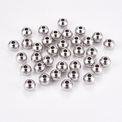 Tarnish Resistant 304 Stainless Steel Smooth Round Beads STAS-M006-01A-1