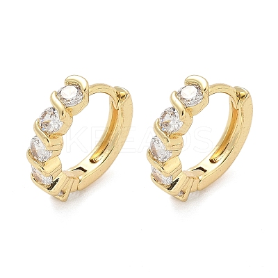 Flat Round Brass Micro Pave Clear Cubic Zirconia Hoop Earrings EJEW-Z102-19G-1