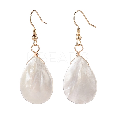 Natural Shell Teardrop Dangle Earrings EJEW-JE04953-1