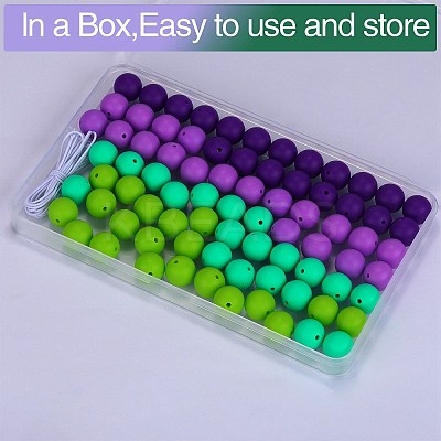 80Pcs 4 Style Round Silicone Focal Beads SIL-SZ0001-22J-1
