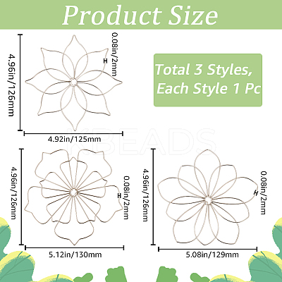 3Pcs 3 Style 201 Stainless Steel Flower Arrangement Insert Lids FIND-GF0006-39-1