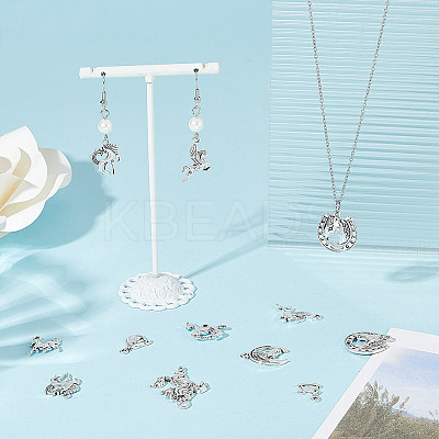 90Pcs 9 Styles Tibetan Style Alloy Pendants TIBEP-AR0001-22-1