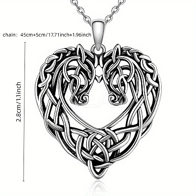 Alloy Viking Knot Heart Horse Pendant Necklaces FS-WG2DD1C-01-1