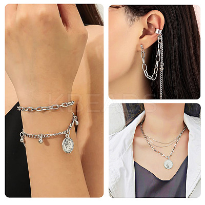 DIY Stainless Steel Paperclip Chains Necklaces Making Kits DIY-TA0011-23P-02-1