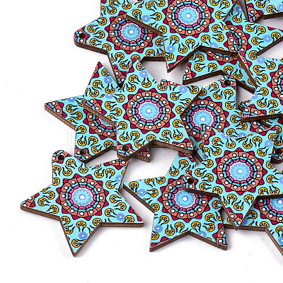 Printed Basswood Pendants WOOD-S045-056B-1