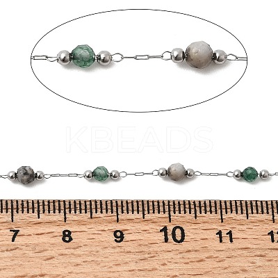 Handmade Natural Indian Agate & Synthetic Howlite & 316 Stainless Steel Round Link Chains CHS-L033-07P-02-1