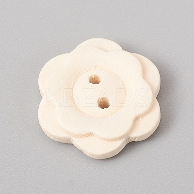 2-Hole Natural Wood Buttons WOOD-E010-16-1
