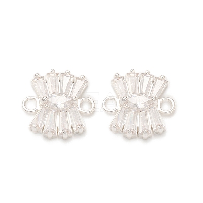 Brass Clear Glass Connector Charms KK-P228-72S-1
