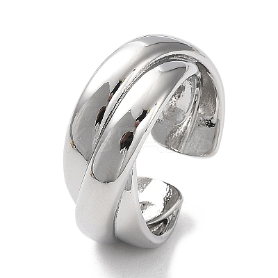 Rack Plating Brass Criss Cross Open Cuff Rings for Women RJEW-Q777-04P-1