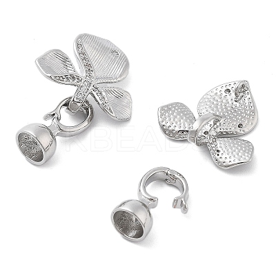 Brass Micro Pave Clear Cubic Zirconia Fold Over Clasps KK-Z080-05P-1