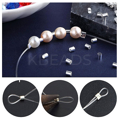 Anti-Tarnish 50Pcs Rhodium Plated 925 Sterling Silver Crimp Beads STER-BBC0001-28-1