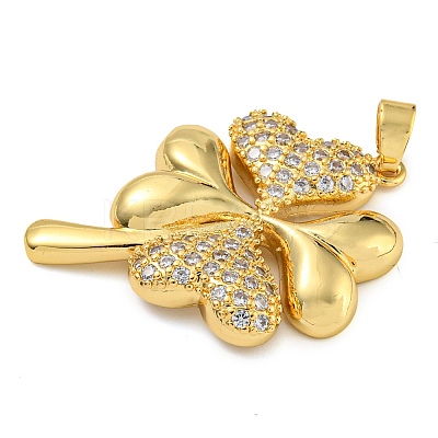 Rack Plating Brass Micro Pave Clear Cubic Zirconia Pendants KK-Z063-32G-1