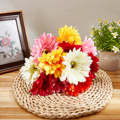 15Pcs 5 Colors Cloth & Flocking Artificial Chrysanthemum Flower FIND-WR0001-79-1