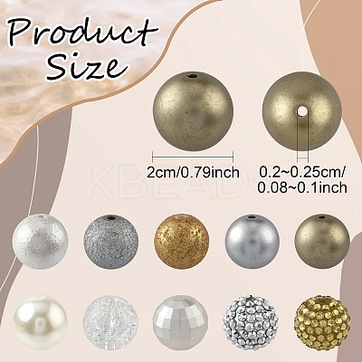 50Pcs 10 Styles Transparent Resin Rhinestone Graduated Beads RESI-YW0004-41-1