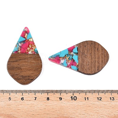 Transparent Resin and Walnut Wood Pendants RESI-T057-06K-1