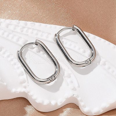 Non-Tarnish 304 Stainless Steel Oval Hoop Earrings X-EJEW-M218-02A-P-1