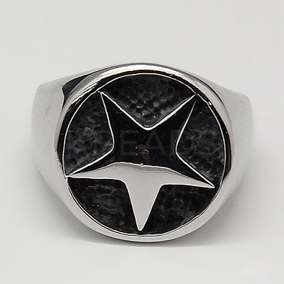 Tarnish Resistant Unique Men's Wide 304 Stainless Steel Finger Rings RJEW-F006-032-1