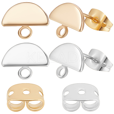 20Pcs 2 Colors Brass Stud Earring Findings KK-BBC0027-59-1