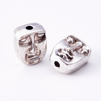 Tibetan Style Alloy Human Face Beads X-TIBEP-GC184-AS-NR-1