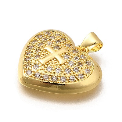 Rack Plating Brass Micro Pave Cubic Zirconia Pendants KK-L226-001G-03-1