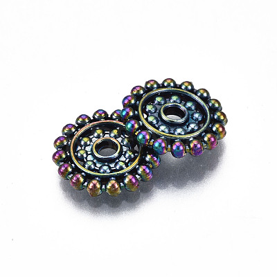Rack Plating Rainbow Color Alloy Beads PALLOY-S180-354-1