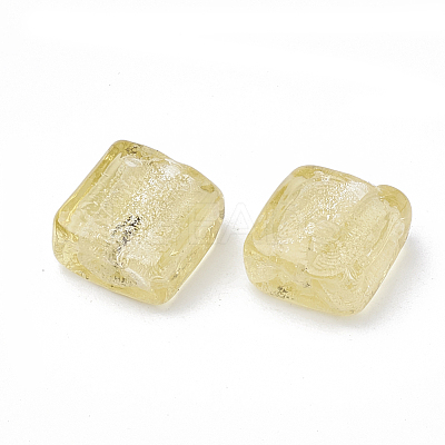Handmade Silver Foil Lampwork Beads FOIL-S006-20x20mm-07-1