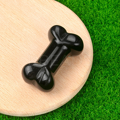 Natural Obsidian Carved Healing Bone Figurines PW-WG39010-20-1