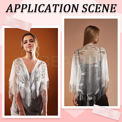 Lace Flower Detachable Polyester Shawl AJEW-WH20072-43B-1