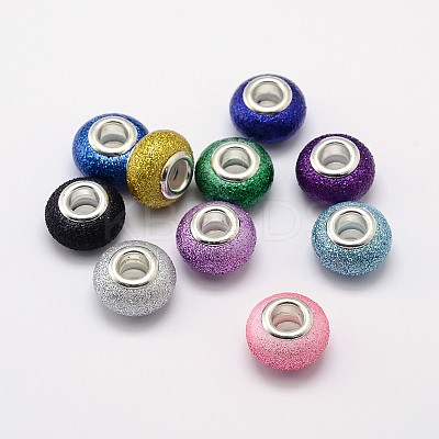 Glitter Powder Handmade Lampwork Large Hole Rondelle European Beads LPDL-L005-M-1