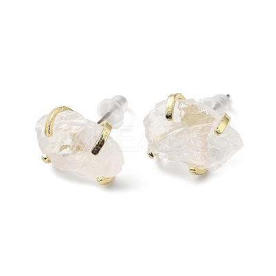 Raw Rough Natural Quartz Crystal Stud Earrings EJEW-R148-01LG-05-1