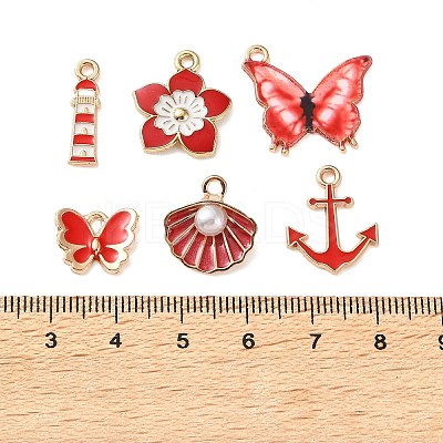 Red Alloy Enamel Pendants AL-CBADB2B-18G-1