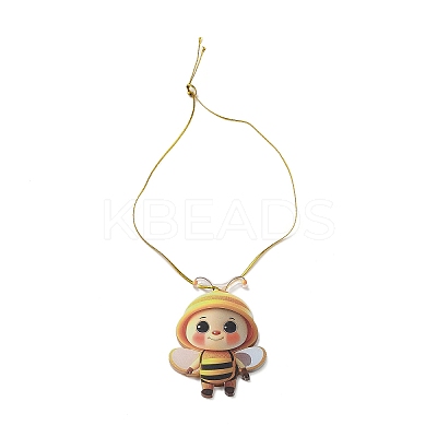 Cute Bees Acrylic Pendant Decoration HJEW-G026-01A-1