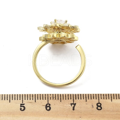 Sunflower Rotatable Open Cuff Rings for Women RJEW-S402-09G-1