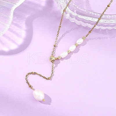 Adjustable 304 Stainless Steel Satellite Chain Lariat Necklaces NJEW-JN06147-1