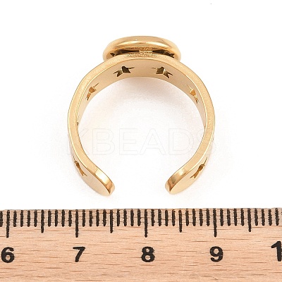 Hollow Star 304 Stainless Steel Open Cuff Ring Components STAS-F366-07B-G-1