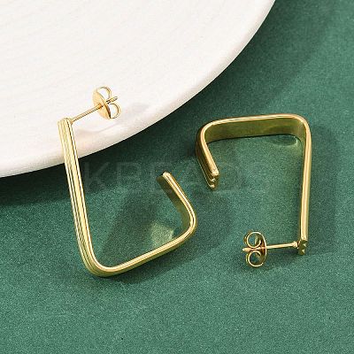 304 Stainless Steel Trapezoid Stud Earrings EJEW-P324-13G-1