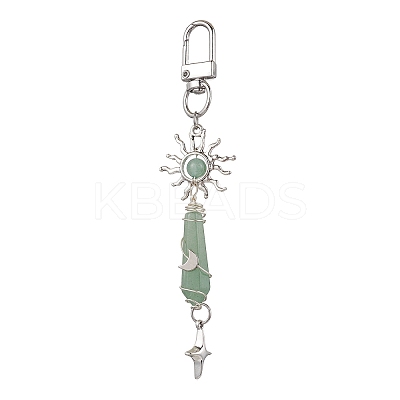 5Pcs Bullet Natural Lapis Lazuli & Green Aventurine & Amethyst & Quartz Crystal & Rose Quartz & Yellow Jade Pendant Decoration HJEW-JM03056-1