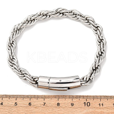 304 Stainless Steel Rope Chain Bracelets for Men Women BJEW-C124-03A-P-1