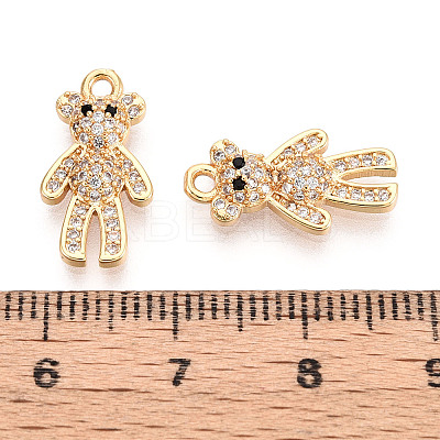 Brass Micro Pave Clear Cubic Zirconia Pendants KK-T078-02G-01-1