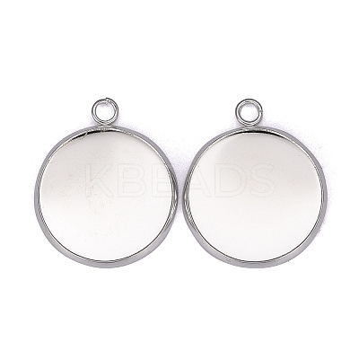 304 Stainless Steel Pendant Cabochon Settings LS-X-STAS-F191-14S-F-1
