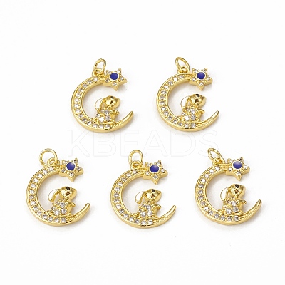 Brass Micro Pave Cubic Zirconia Pendants KK-E068-VB008-1