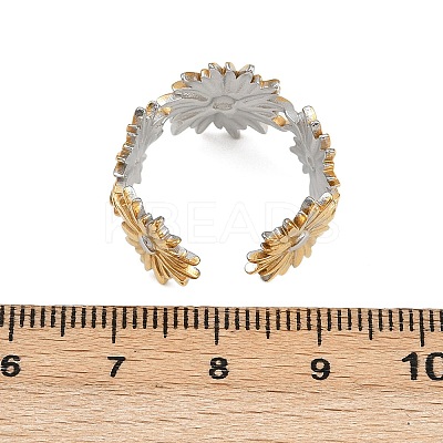 304 Stainless Steel Double Color Cuff Rings RJEW-S635-01GP-09-1