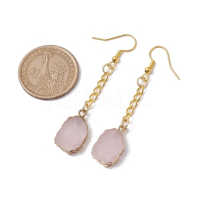 Nuggets Natural Rose Quartz Dangle Earrings EJEW-JE05683-02-1